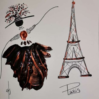 La Demoiselle à  Paris, avec son jupon noir cuivré